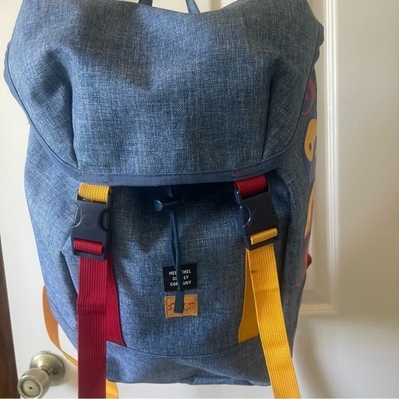 Herschel Supply & Co Y2K Backpack Yin Yang Pattern Vintage Blue Red Yellow - Picture 2 of 16